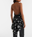 McQueen Skull asymmetric halterneck chiffon top