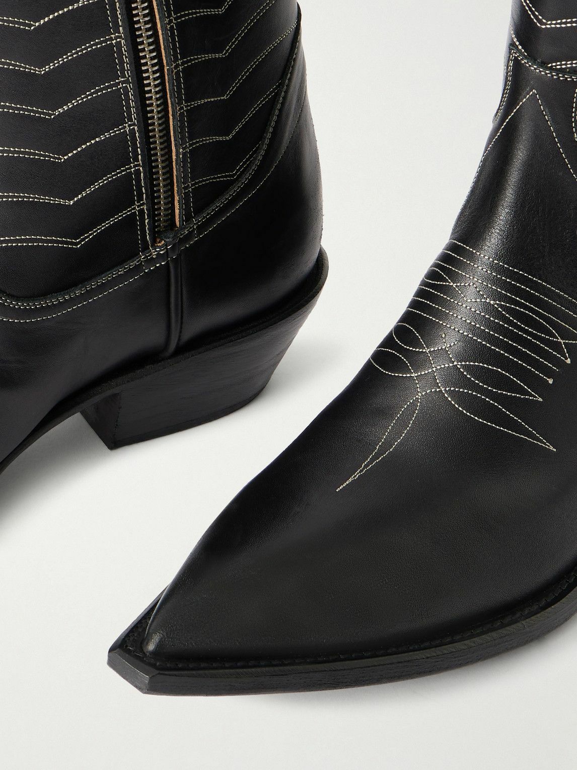 Enfants Riches Déprimés - Split Ends Embroidered Leather Ankle Boots - Black
