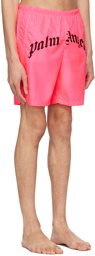 Palm Angels Pink Curved Swim Shorts