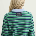 Hommegirls Women's Knit Stripe Polo in Green Stripe