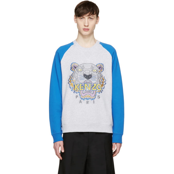 Photo: Kenzo Grey and Blue Raglan Tiger Pullover