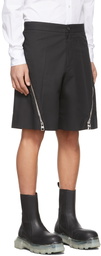 Alexander McQueen Black Cotton Gabardine Zip Shorts