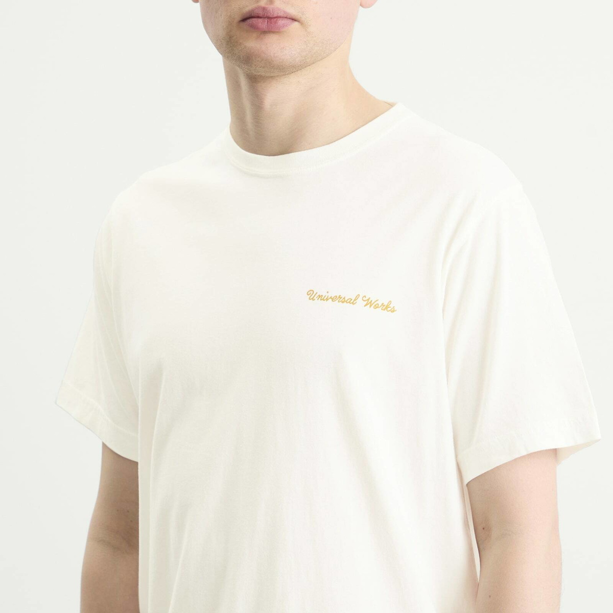 Universal Works Men's Wish You Were Here T-Shirt in Ecru