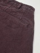 Monitaly - Ekusy Wide-Leg Cropped Pleated Cotton Trousers - Purple