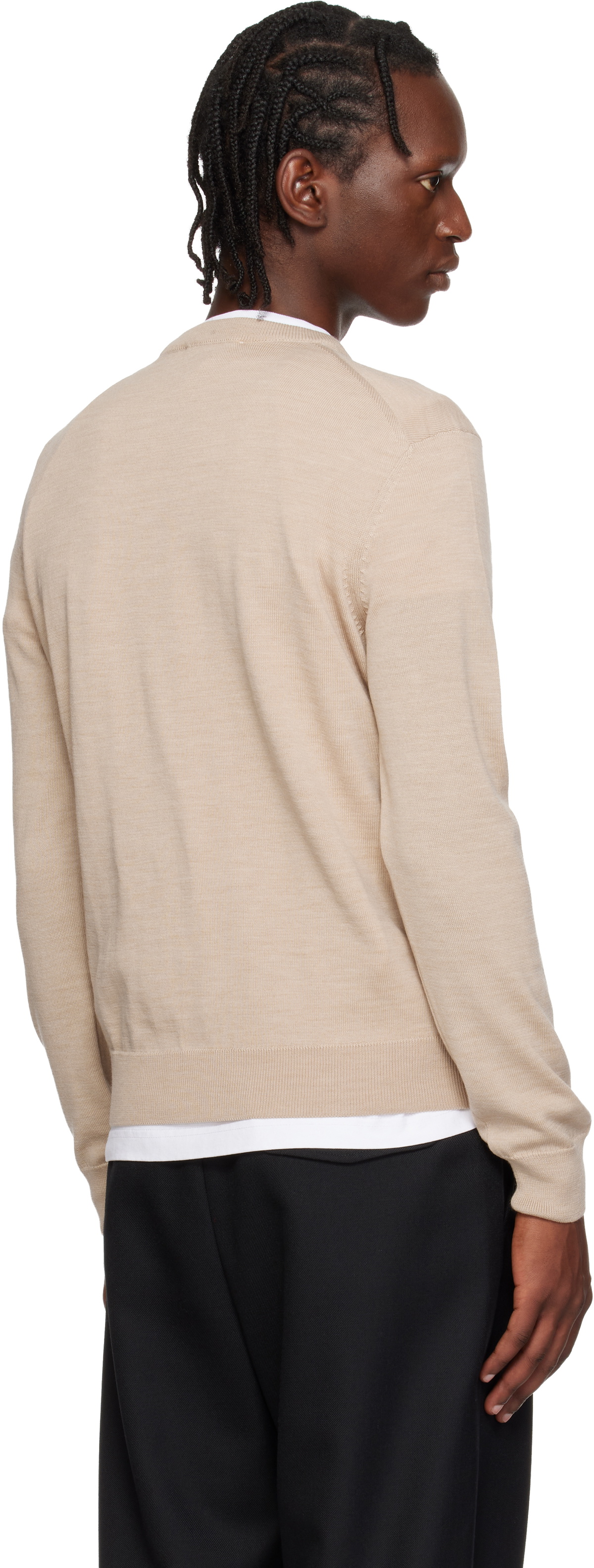 Maison Kitsuné Beige Fox Head Merino Regular Sweater