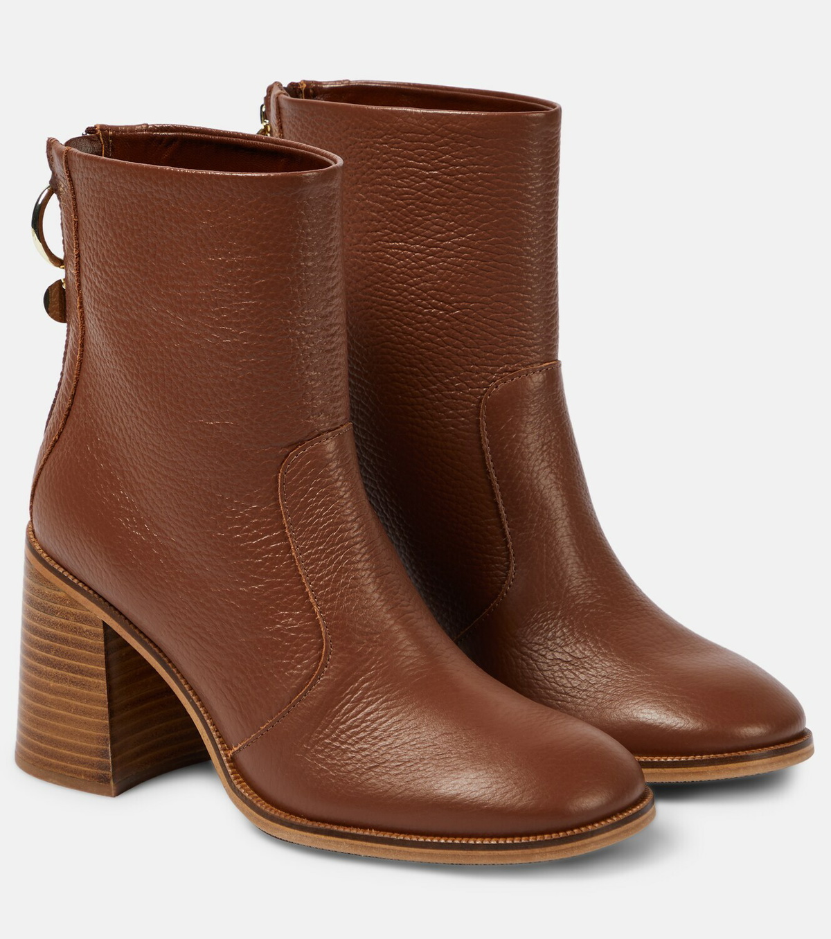 Hazel Leather Platform Ankle Boots in Brown - See By Chloe