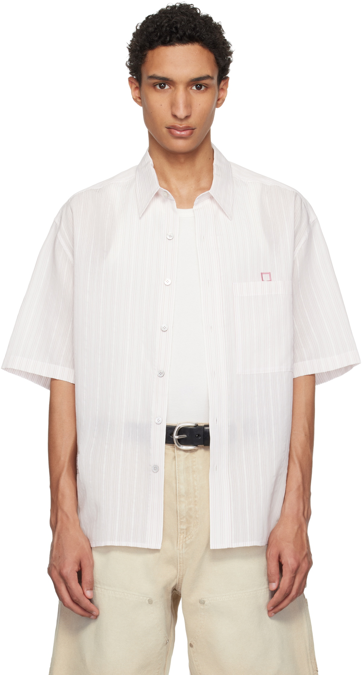 WOOYOUNGMI White & Pink Striped Shirt