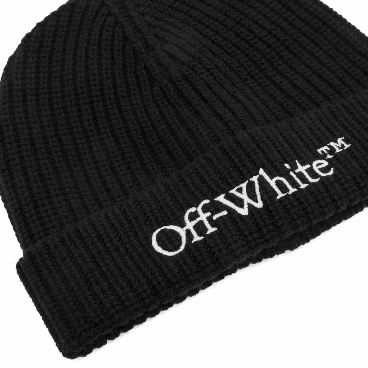 Off-White Men's Bookish Logo Wool Beanie in Black 