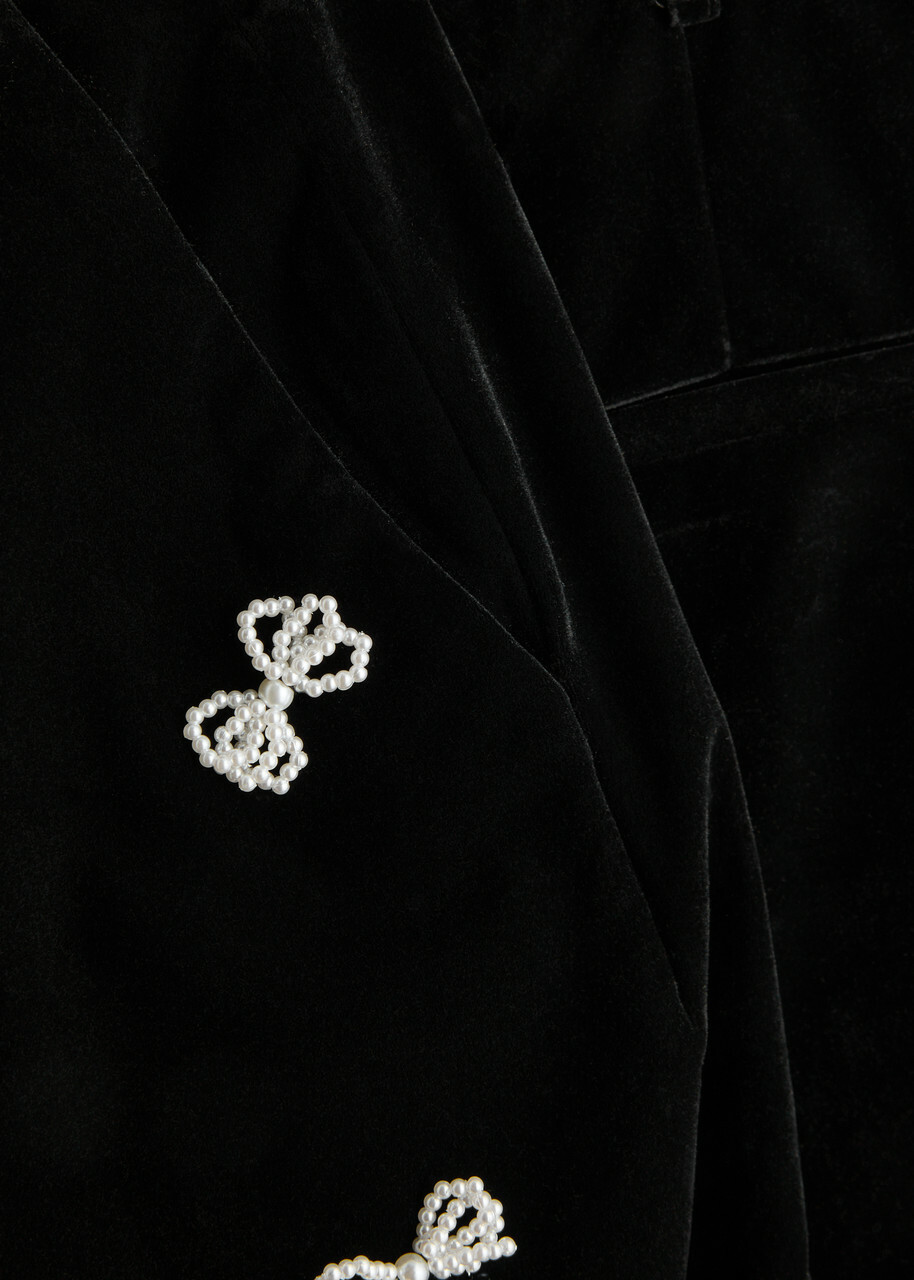 Sister Jane Invitation Embellished Velvet Trousers Black