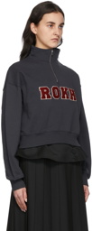 Rokh Navy 'Rokh' Cropped Sweatshirt