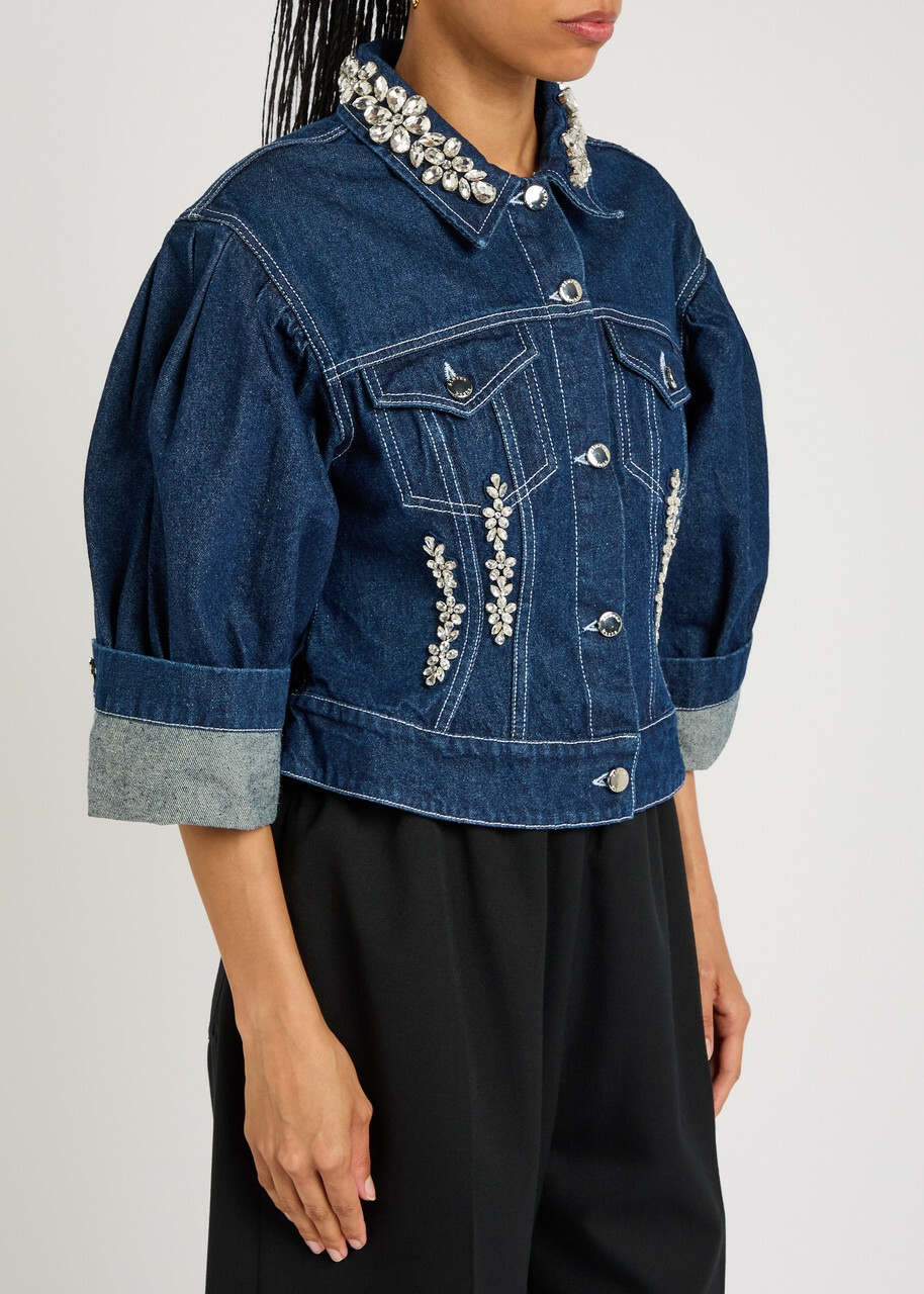 Simone Rocha Sculpted Crystal-embellished Denim Jacket