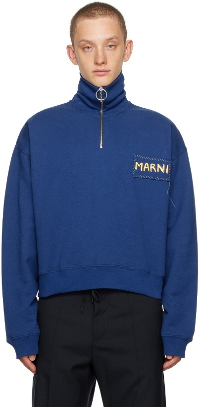 Photo: Marni Blue Embroidered Sweatshirt