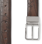 Berluti - 3.5cm Brown Reversible Scritto Leather Belt - Brown