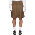 EGONlab Brown Double Waist Wool Shorts