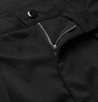 Monitaly - Tapered Cropped Pleated Vancloth Cotton Oxford Trousers - Black