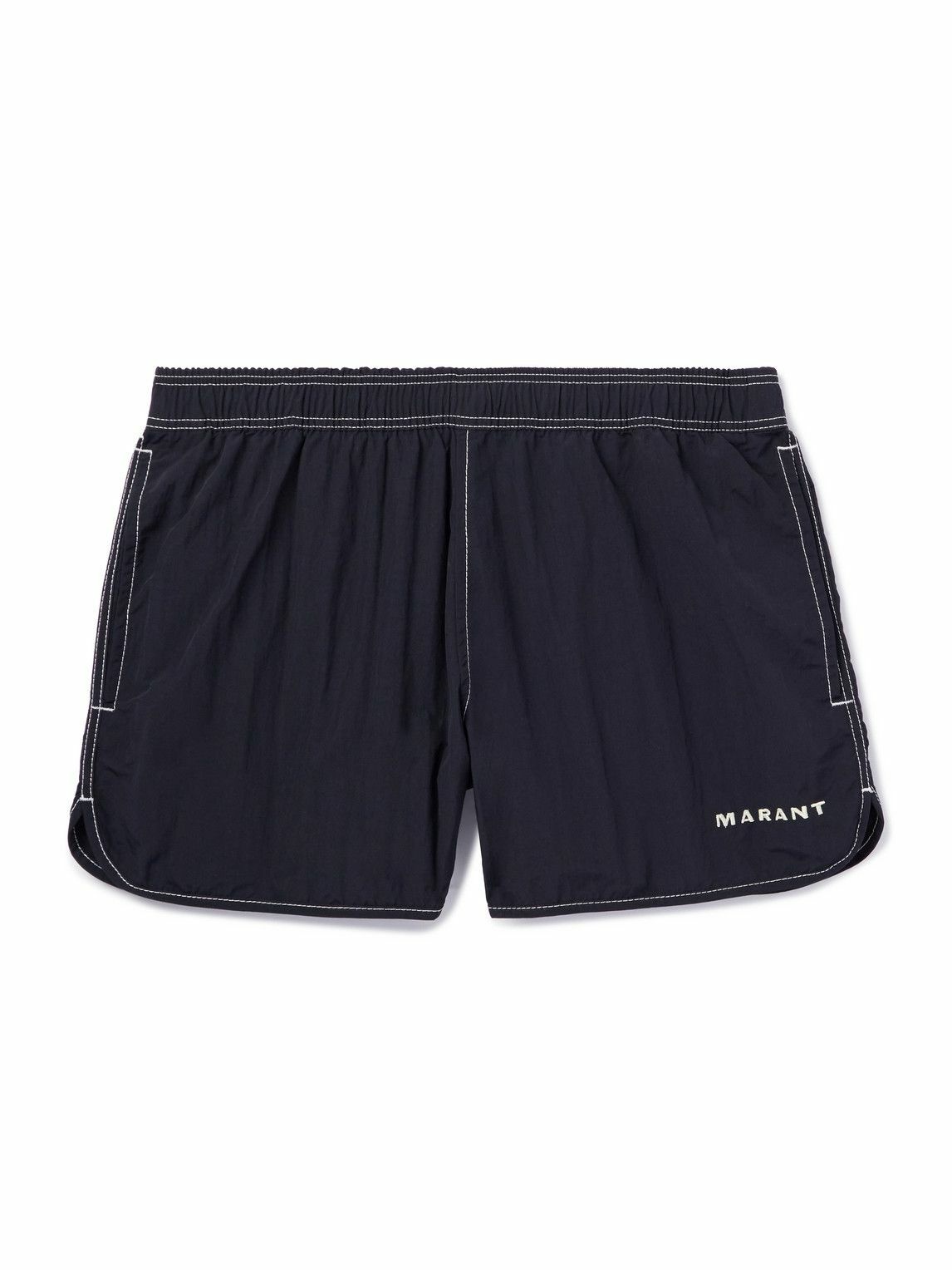 Photo: Marant - Vicente Straight-Leg Short-Length Logo-Embroidered Swim Shorts - Black
