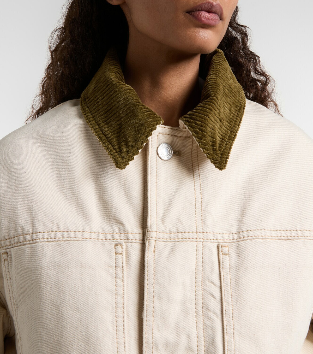 Ami Paris Corduroy-trimmed cotton twill field jacket