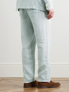 Oliver Spencer - Straight-Leg Mélange Linen Drawstring Suit Trousers - Blue