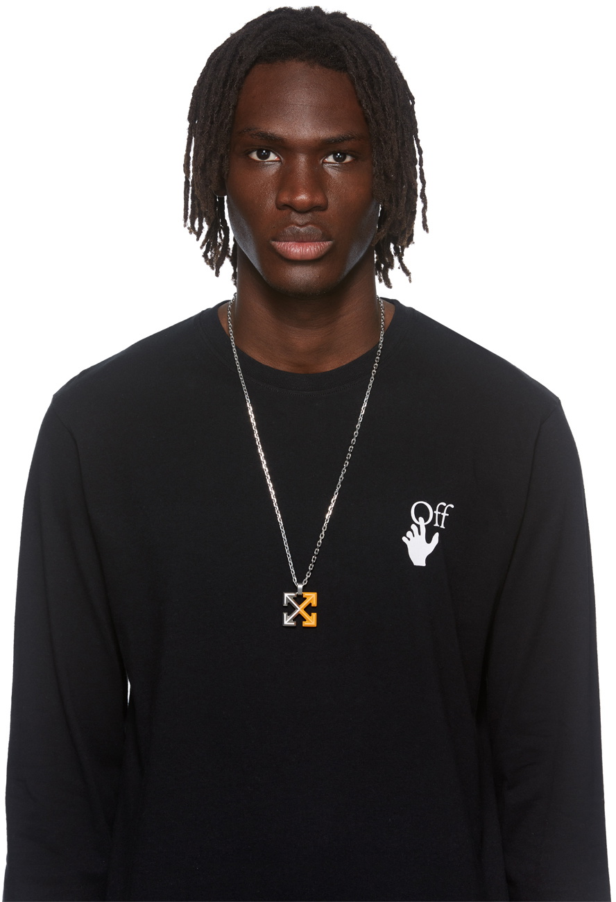 Off-white オフホワイト　Arrows バイカラー　ネックレス　オレンジ Off-White Silver & Orange Bicolor Arrows Necklace Off-White
