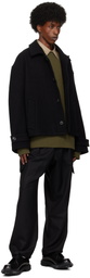 Lownn Black Wool Cashmere Cropped Jacket