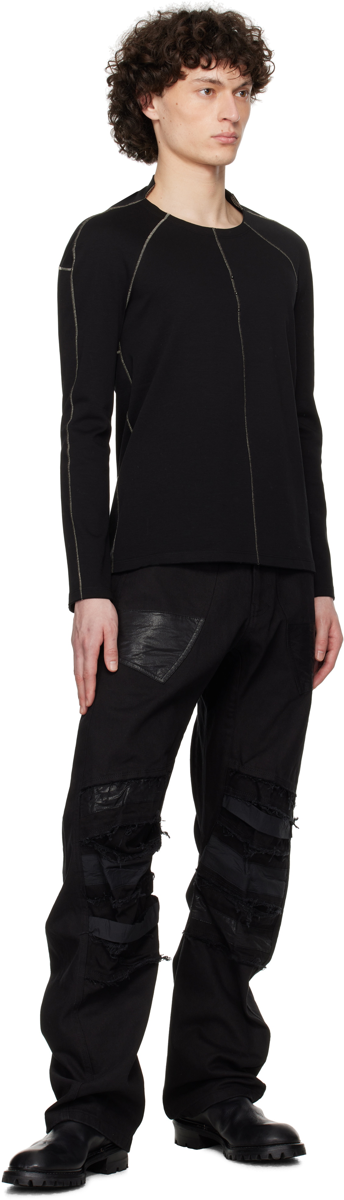 CARNET-ARCHIVE Black Human-Shell Long Sleeve T-shirt