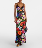 Dolce&Gabbana Floral lace-trimmed silk-blend maxi dress