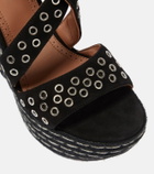 Alaïa Embellished suede wedge sandals