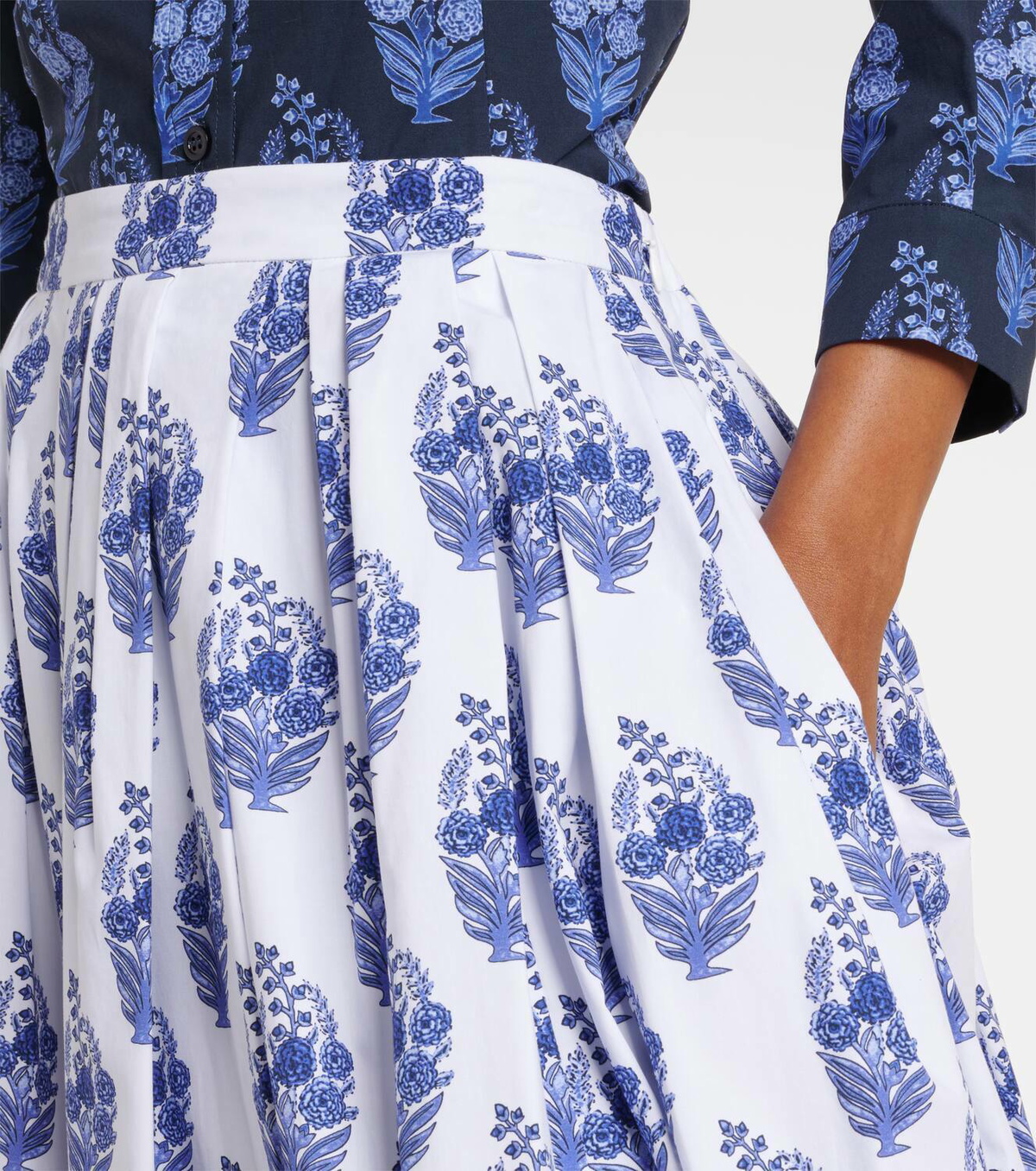 Carolina Herrera Floral cotton-blend midi skirt