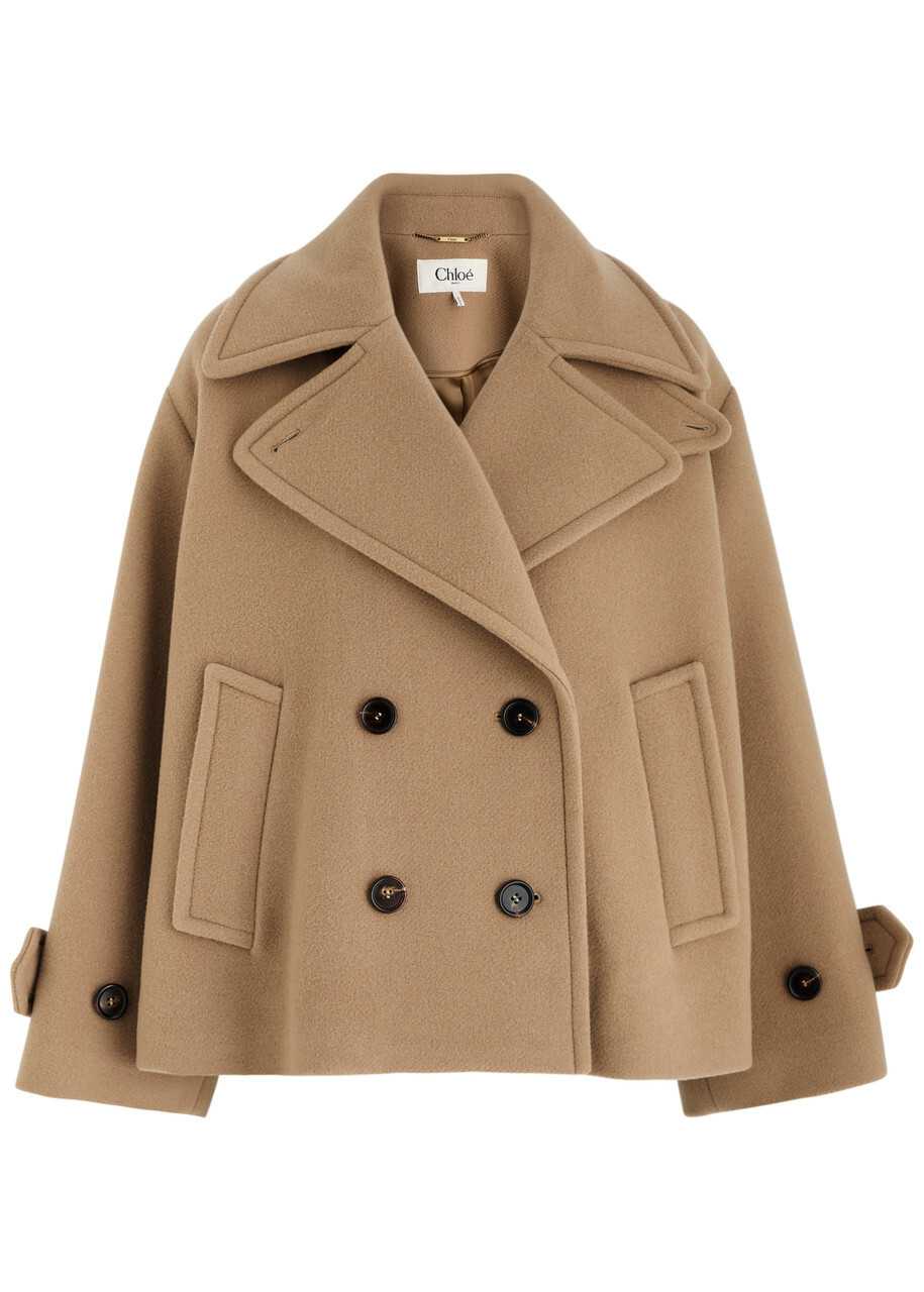 Chloe Double-breasted Wool-blend Coat Brown Chloe