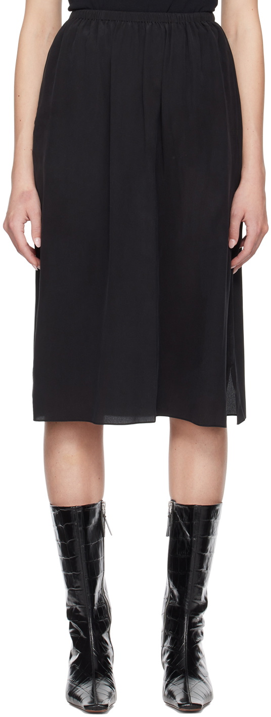 Quira Black Two-Pocket Midi Skirt