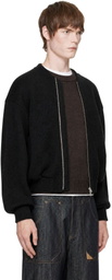vowels Black Knitted Bomber Jacket