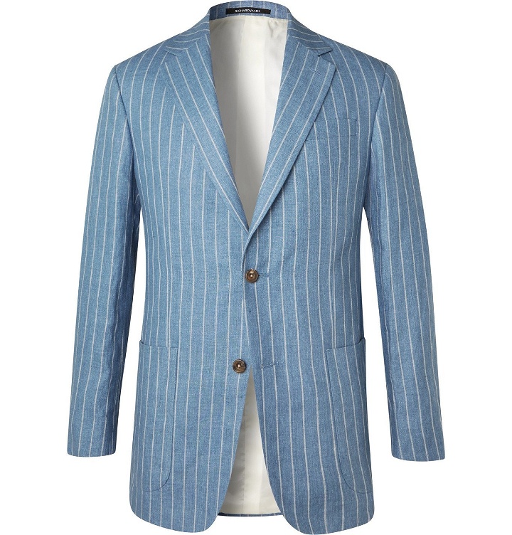 Photo: Richard James - Striped Linen Suit Jacket - Blue