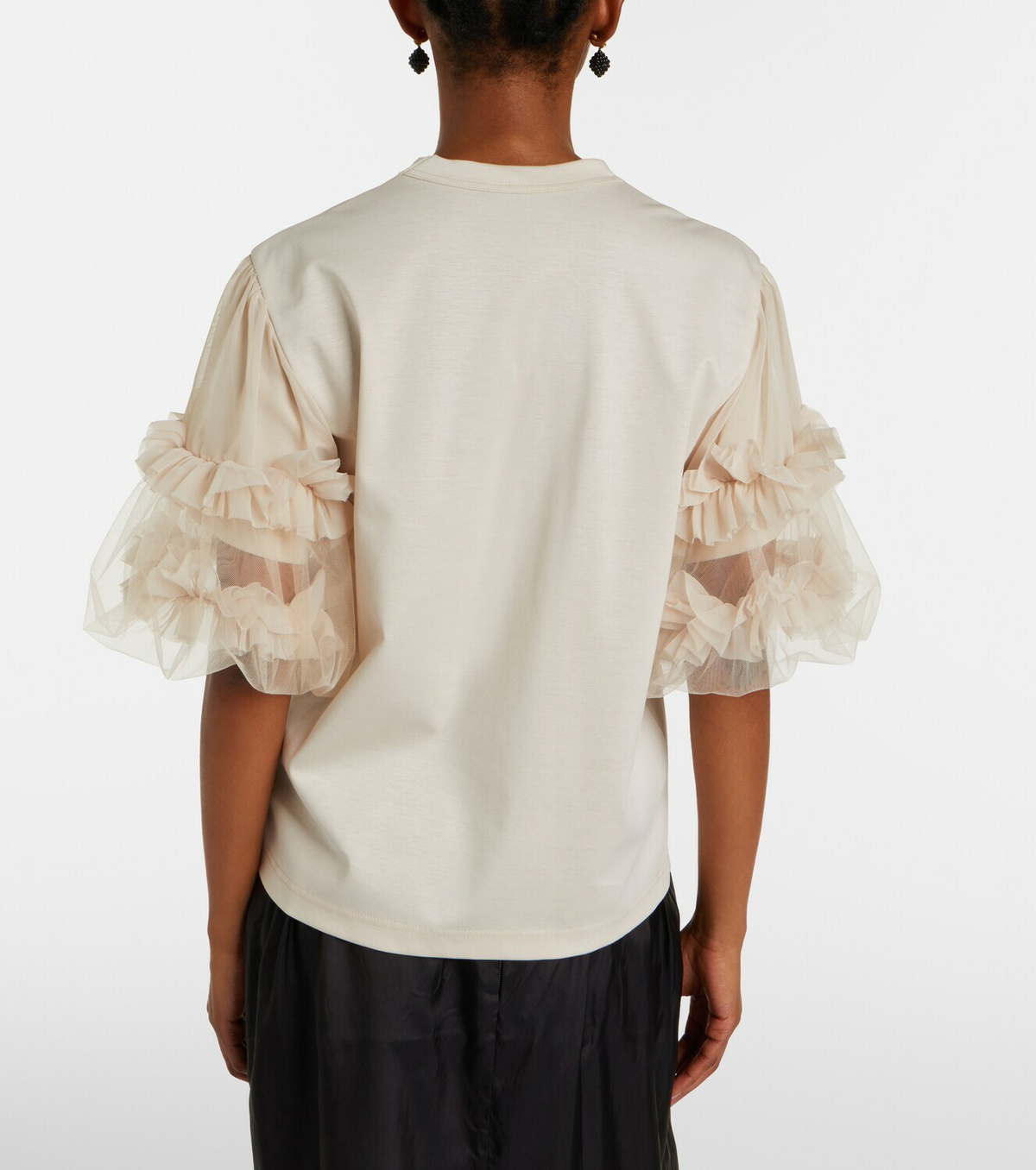 Noir Kei Ninomiya Ruffled tulle-trimmed cotton T-shirt