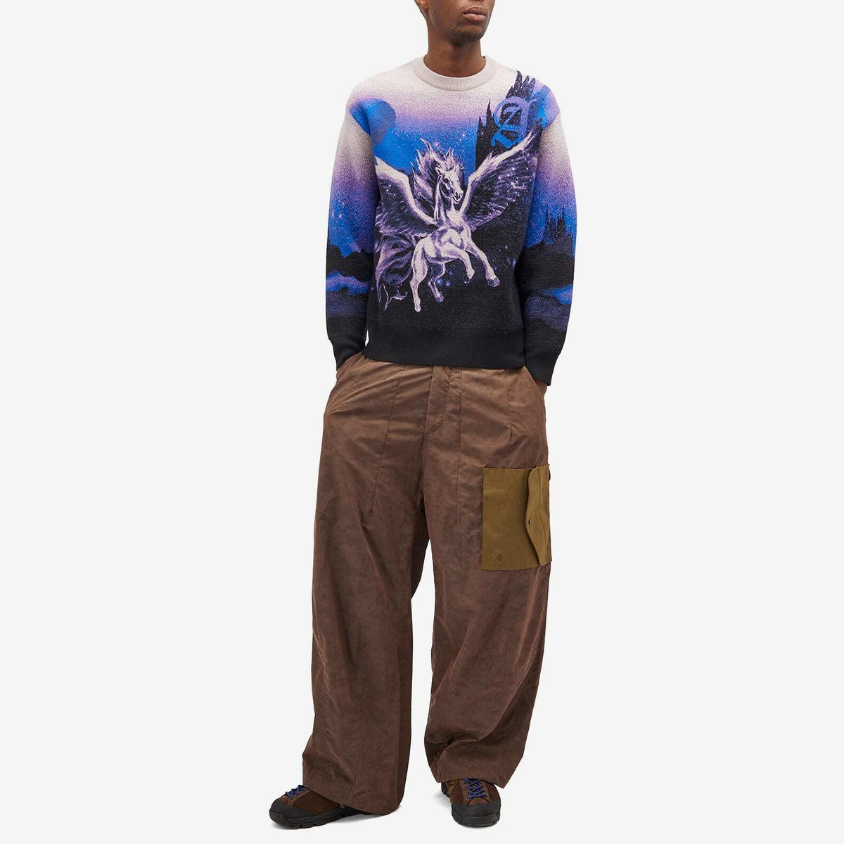 Aries Men's Pegasus Crew Knit Sweatshirt in Purple