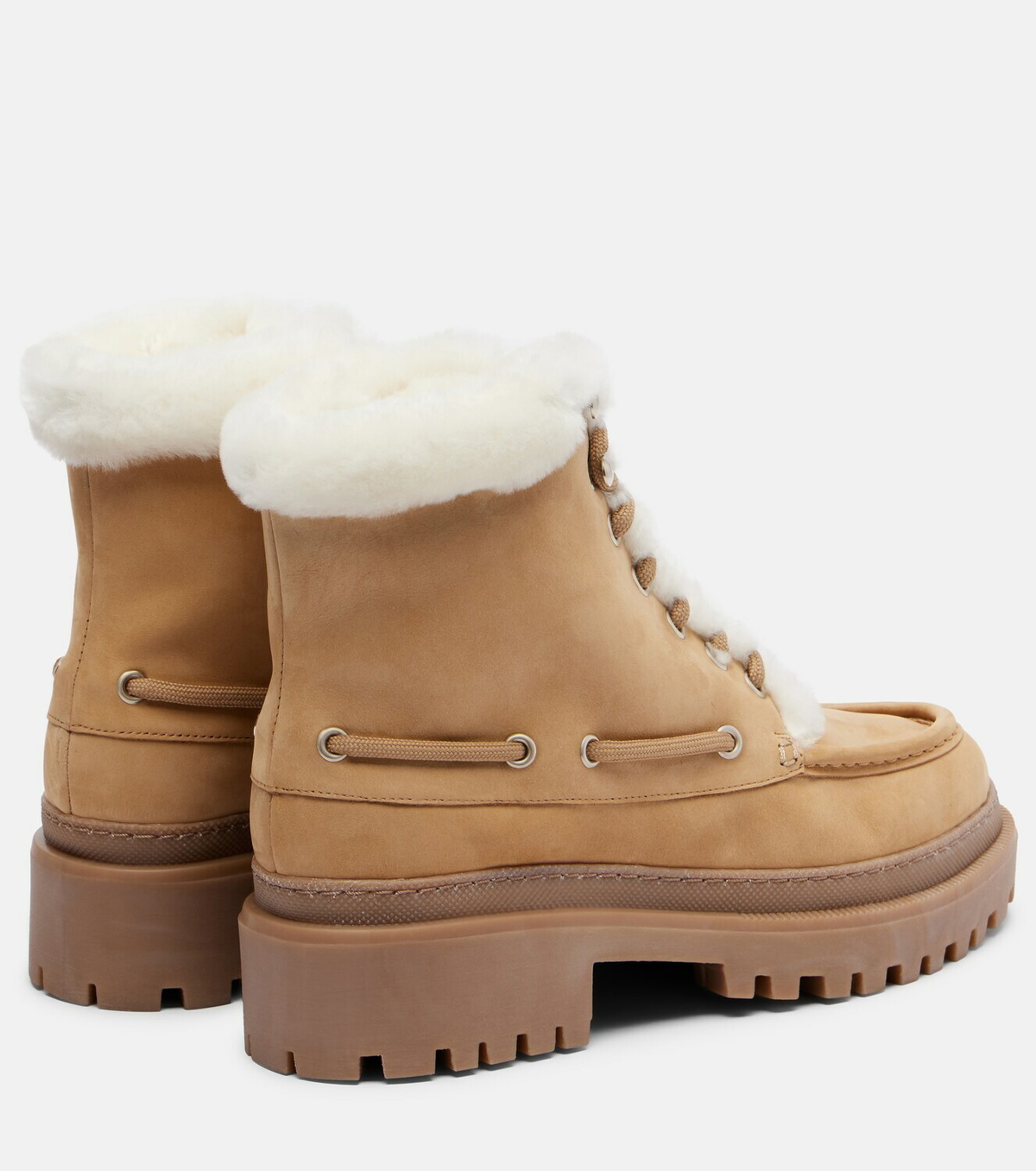 Yves Salomon Shearling-lined suede lace-up boots