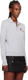 We11done Blue Double Patched Knit Polo