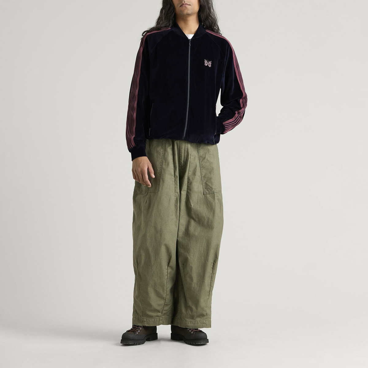 Needles Men's Velour Rib Collar Track Jacket in Navy