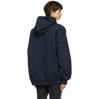 VETEMENTS Navy Haute Couture Logo Hoodie