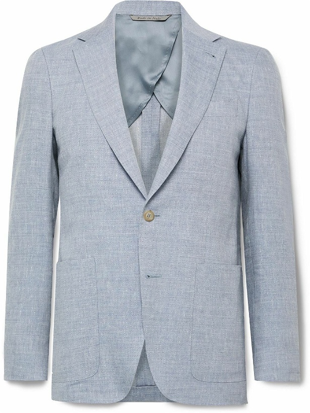 Photo: Canali - Slim-Fit Unstructured Linen and Wool-Blend Suit Jacket - Blue