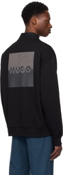 Hugo Black Cotton Terry Split Logo Sweatshirt