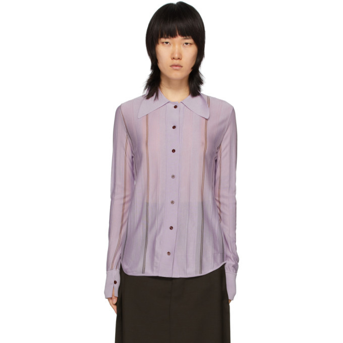 Photo: Eftychia Purple Silk Striped Shirt