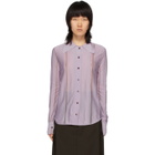 Eftychia Purple Silk Striped Shirt