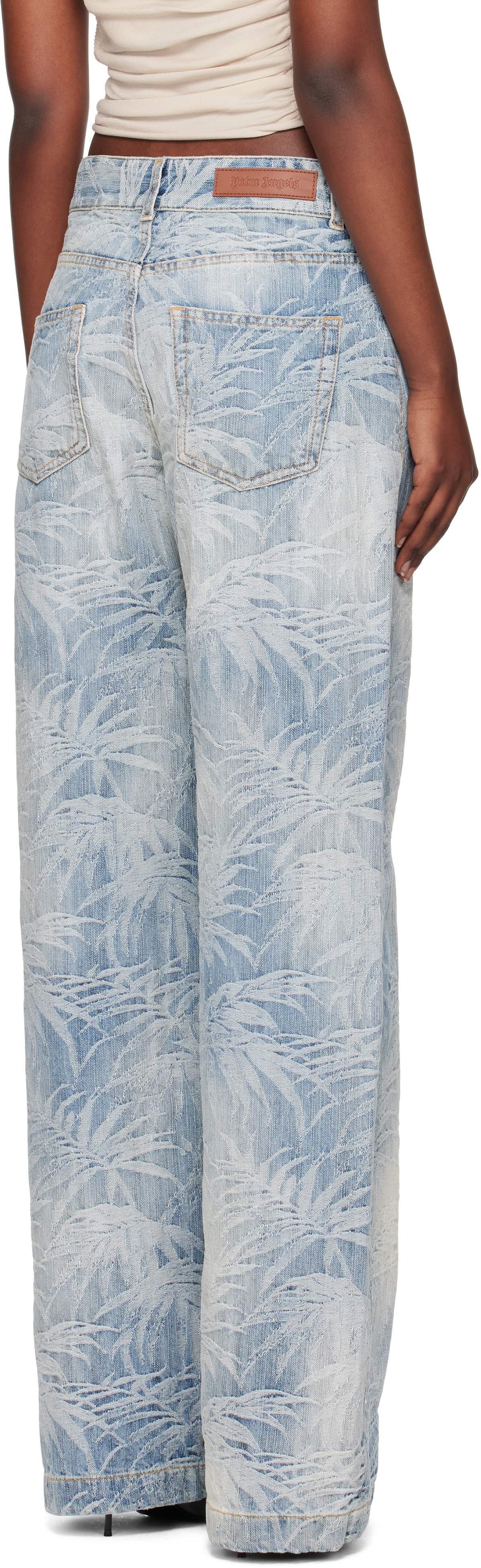 Palm Angels Blue Palms Jacquard Loose Jeans