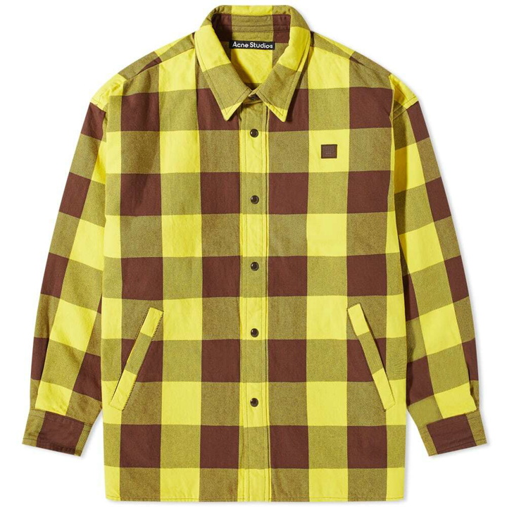 Photo: Acne Studios Men's Oriol Buffalo Check Padded Face Jacket in Yellow/Brown