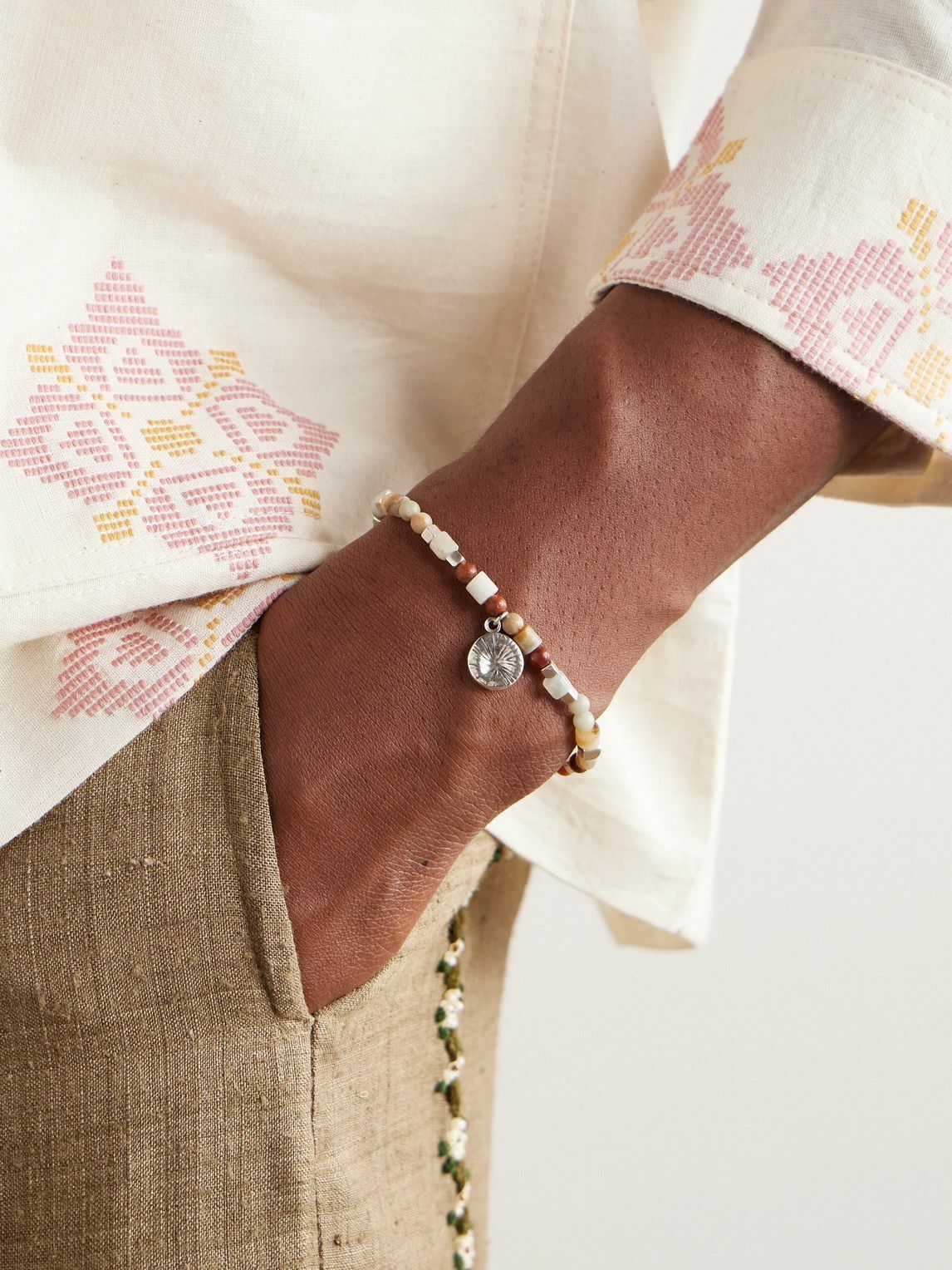 Marant - Silver-Tone and Jasper Beaded Bracelet - Green