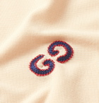 Gucci - Logo-Embroidered Stretch-Cotton Piqué Polo Shirt - Cream