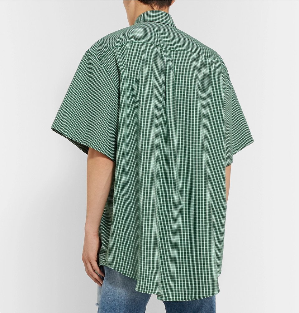 Vetements - Oversized Tie-Trimmed Checked Cotton Shirt - Green