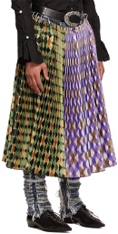 Chopova Lowena Green & Purple Polyester Midi Skirt