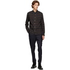 Officine Generale Navy and Brown Ombre Check Shirt
