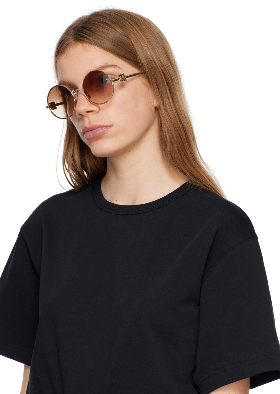 サングラス LOEWE Woman Sunglasses Yellow Gold LW40164U 32U LOEWE Signature LW40164U women Gold Oval Sunglasses